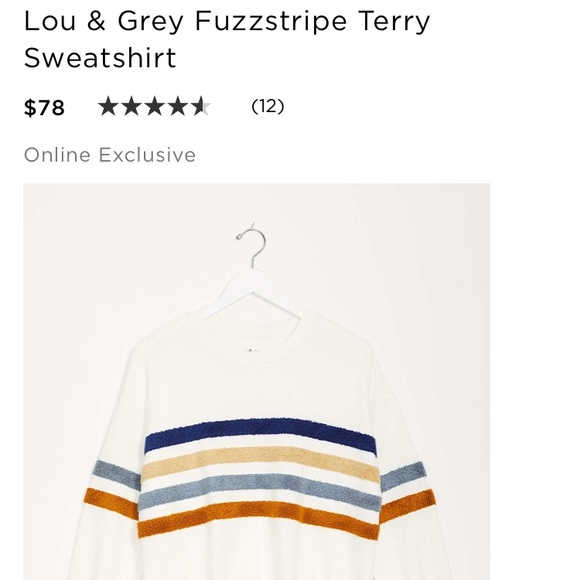 Lou and Grey Fuzzstripe Terry sweatshirt NWT XXS - Picture 2 of 4